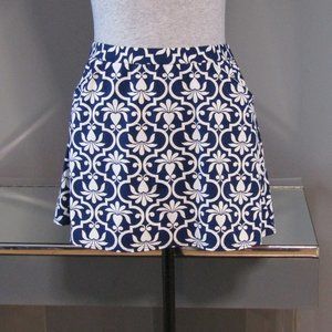 Lands' End Blue & White Print Active/Tennis/Swim Skirt Size M